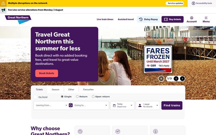 Screenshot of greatnorthernrail.com