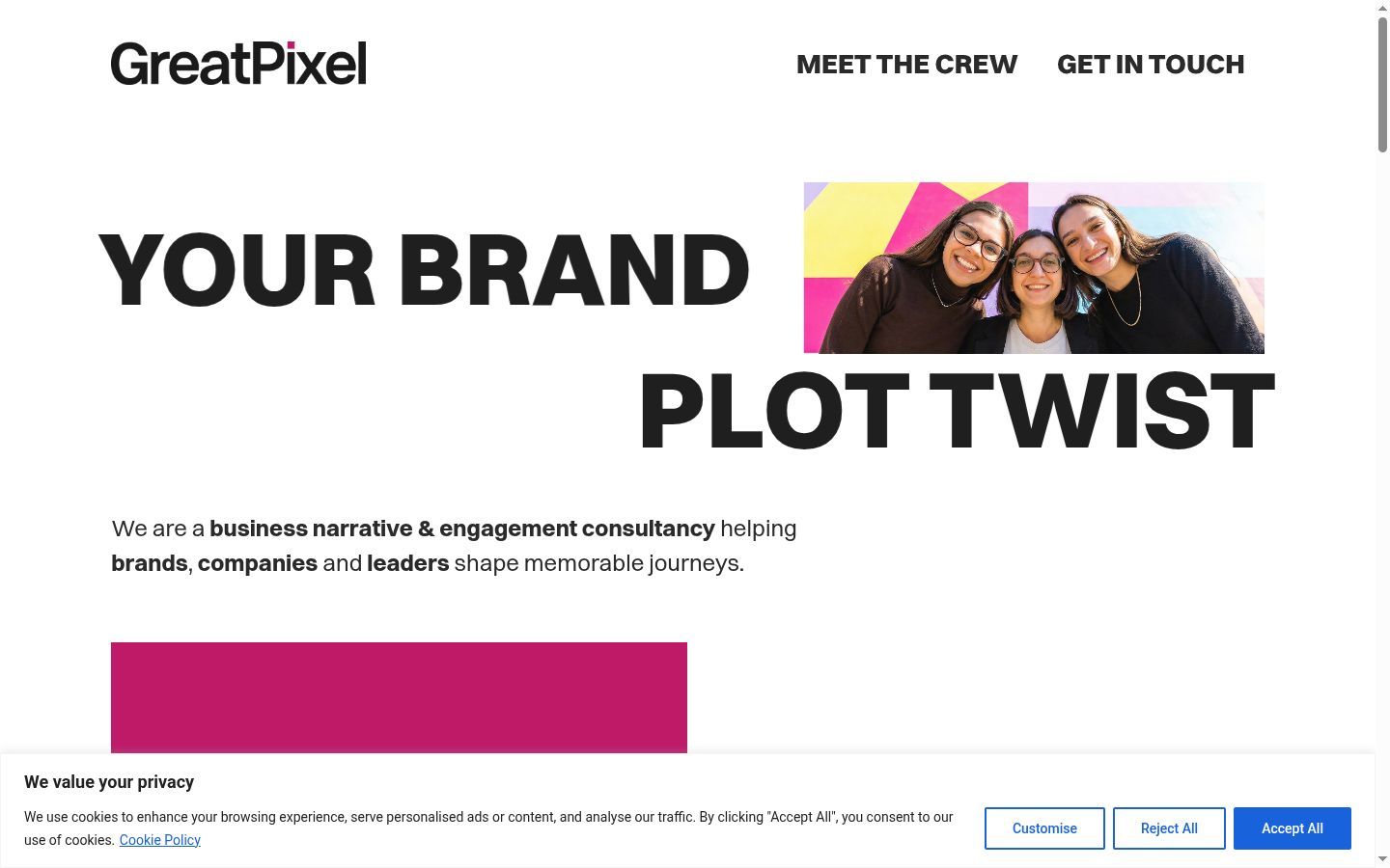 Screenshot del banner di consenso mostrato prima di qualsiasi interazione