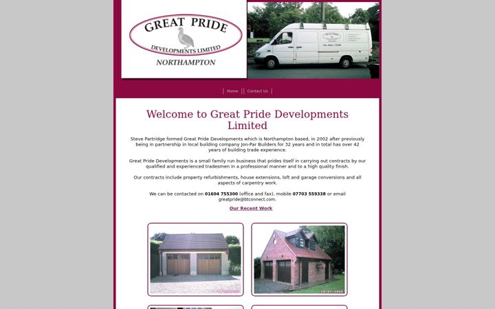 Screenshot of greatpridedevelopments.co.uk