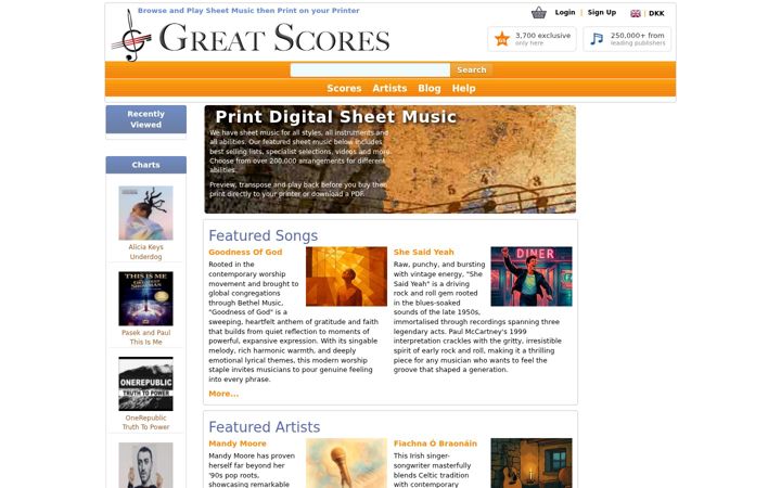 Screenshot of greatscores.com