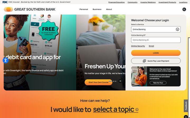 Screenshot of greatsouthernbank.com