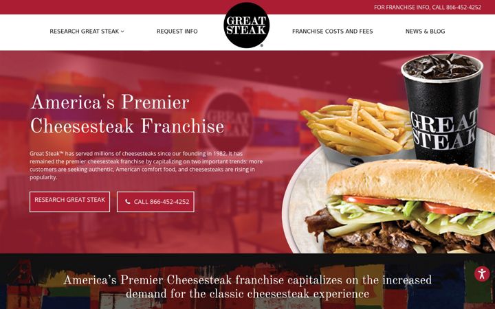 Screenshot of greatsteakfranchise.com