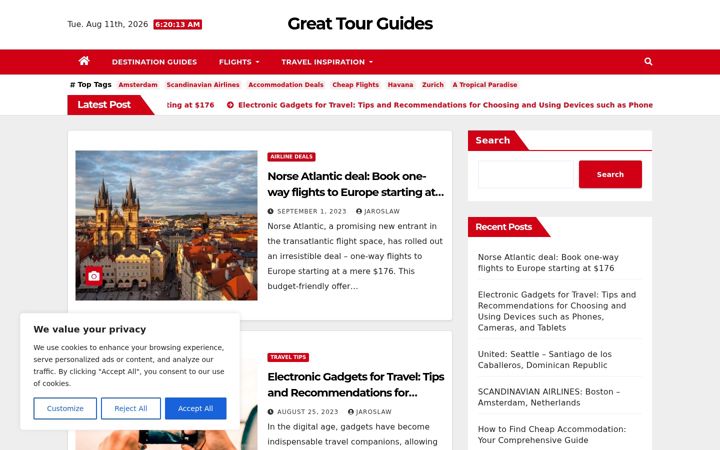 Screenshot of greattourguides.com