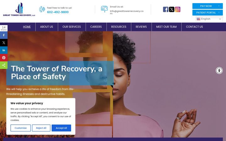 Screenshot of greattowerrecovery.com