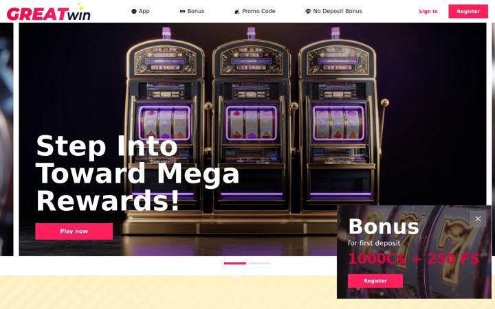 Screenshot of greatwinslots.com