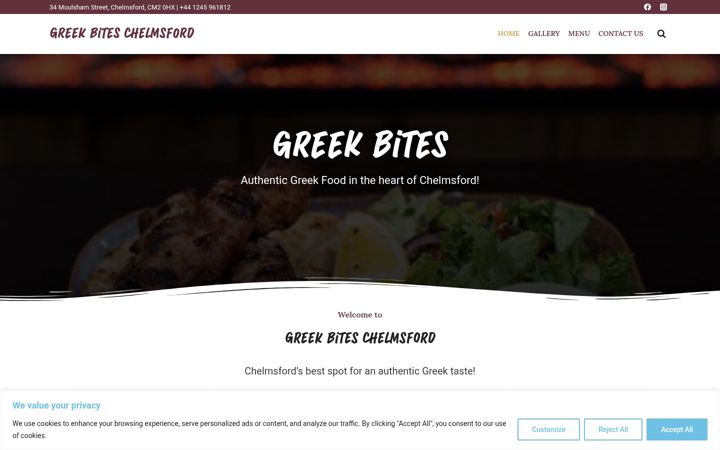 Screenshot of greekbiteschelmsford.com