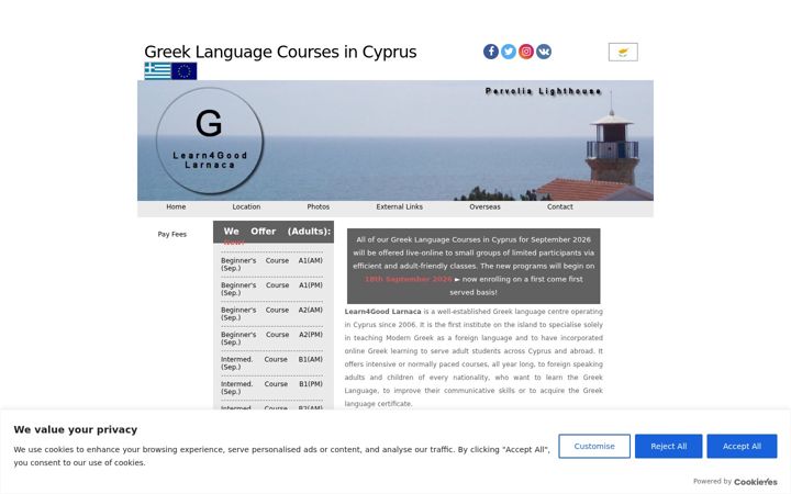 Screenshot of greekinlarnaca.com.cy