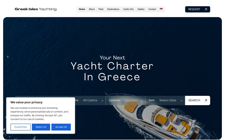Screenshot of greekislesyachting.com
