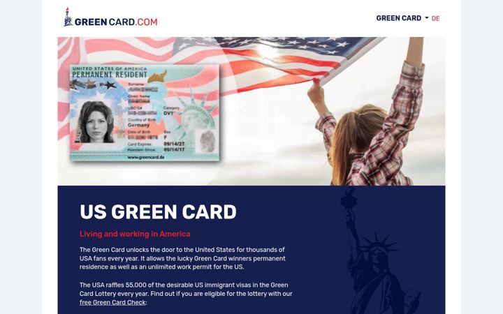 Screenshot of green-card.com