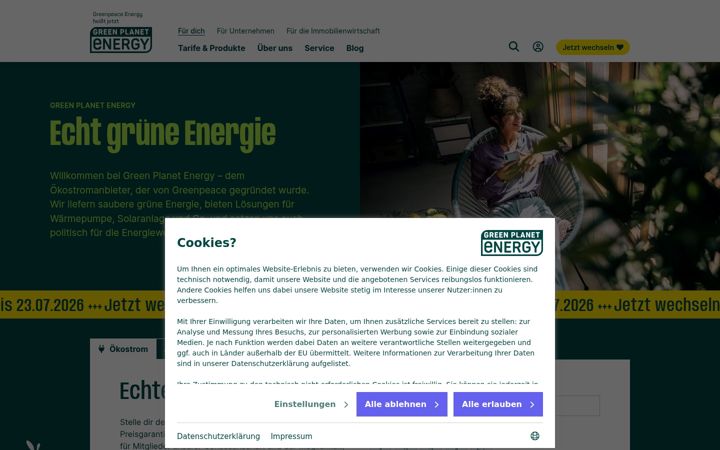 Screenshot of green-planet-energy.de