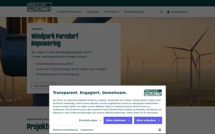 Screenshot of green-planet-projects.de