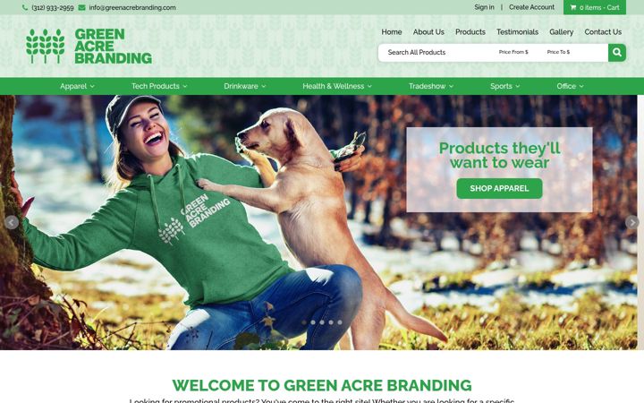 Screenshot of greenacrebranding.com