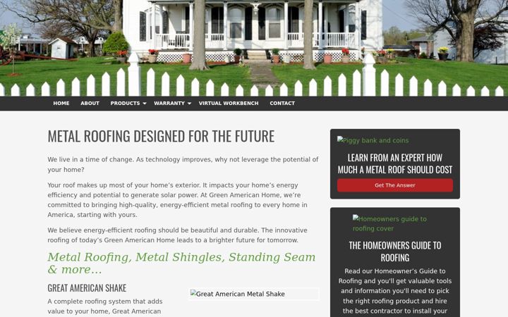 Screenshot of greenamericanhome.com