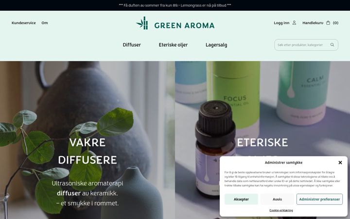 Screenshot of greenaroma.no