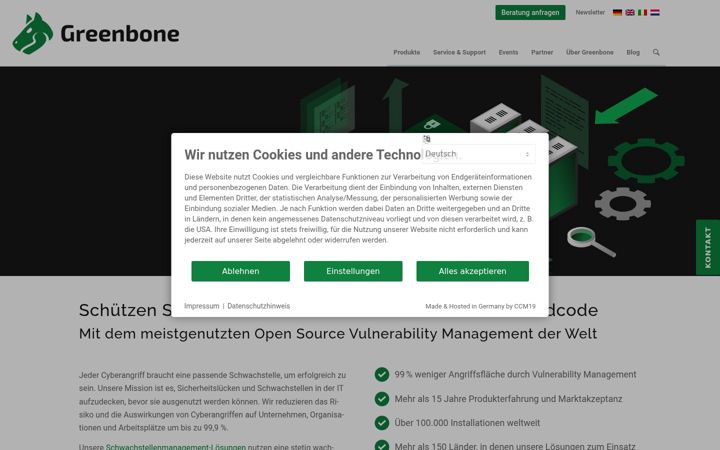 Screenshot of greenbone.net