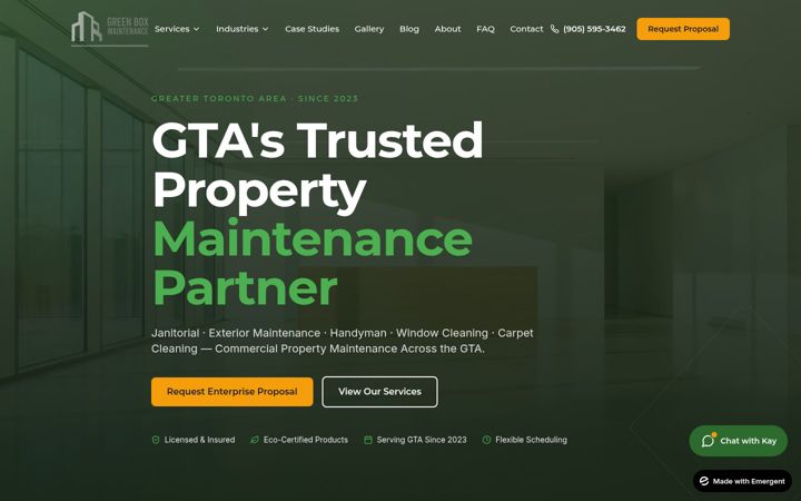 Screenshot of greenboxmaintenance.com