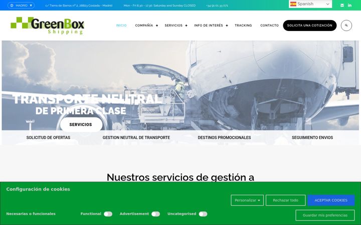 Screenshot of greenboxshipping.com