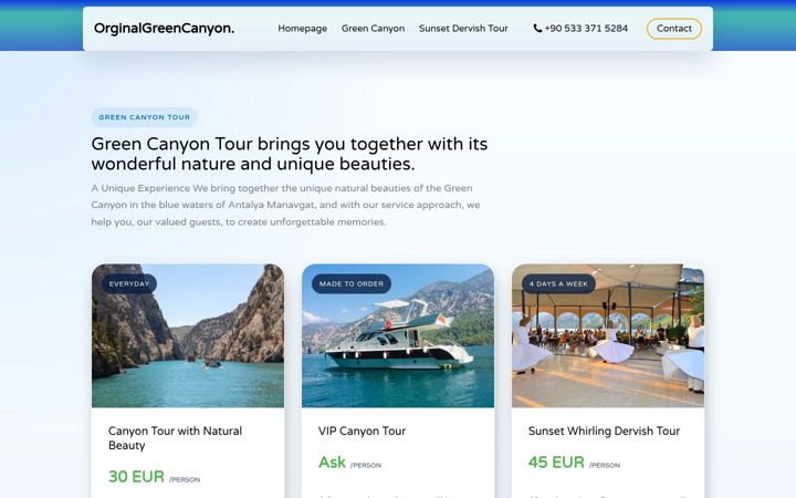 Screenshot του greencanyontour.com.tr