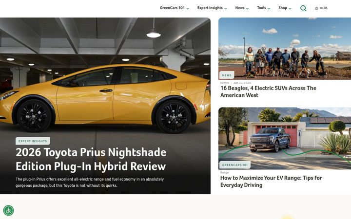 Screenshot of greencars.com