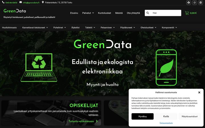 Screenshot of greendata.fi