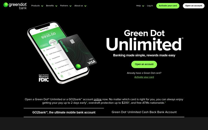 Screenshot of greendot.com