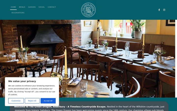 Screenshot of greendragon-alderbury.co.uk