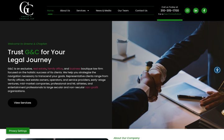 Screenshot of greenechaplan.com