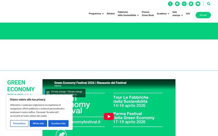 Screenshot of greeneconomyfestival.it