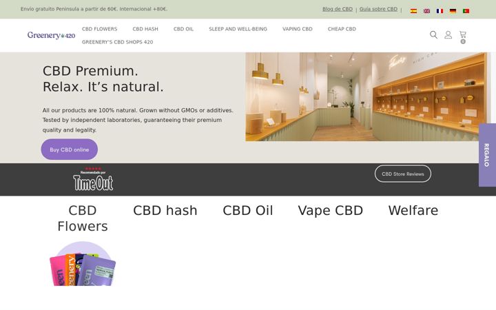 Captură de ecran a greenery420cbd.eu