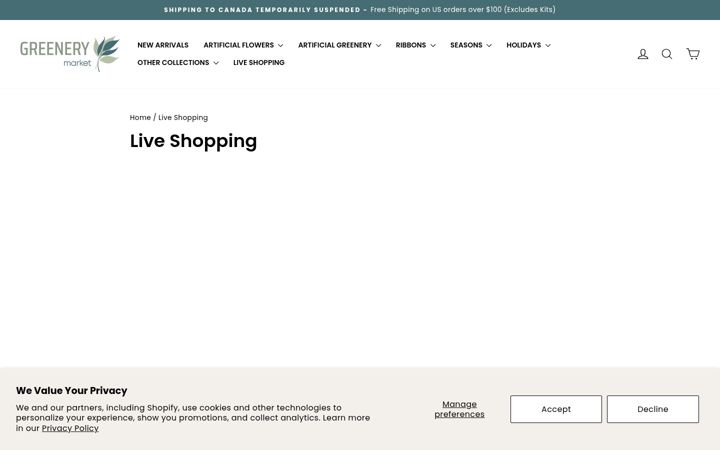 Screenshot of greenerymarketlive.com