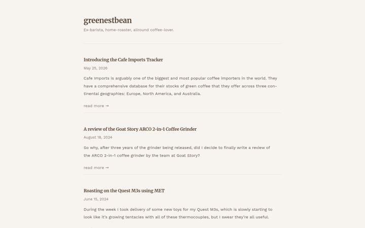 Screenshot of greenestbean.com