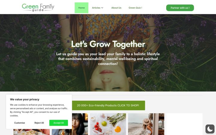Screenshot of greenfamilyguide.org