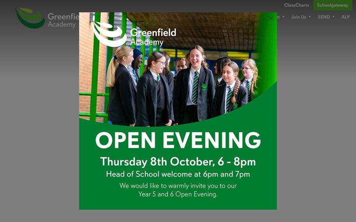 Screenshot of greenfieldacademy.org.uk