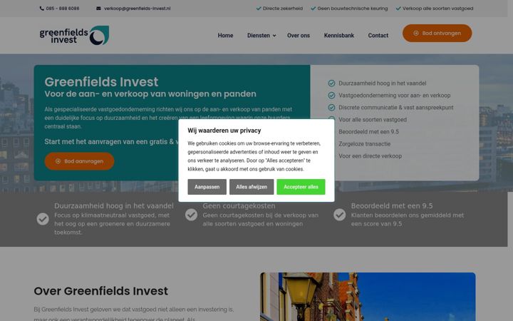 Screenshot of greenfields-invest.nl