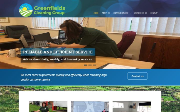 Screenshot of greenfieldscleaning.com