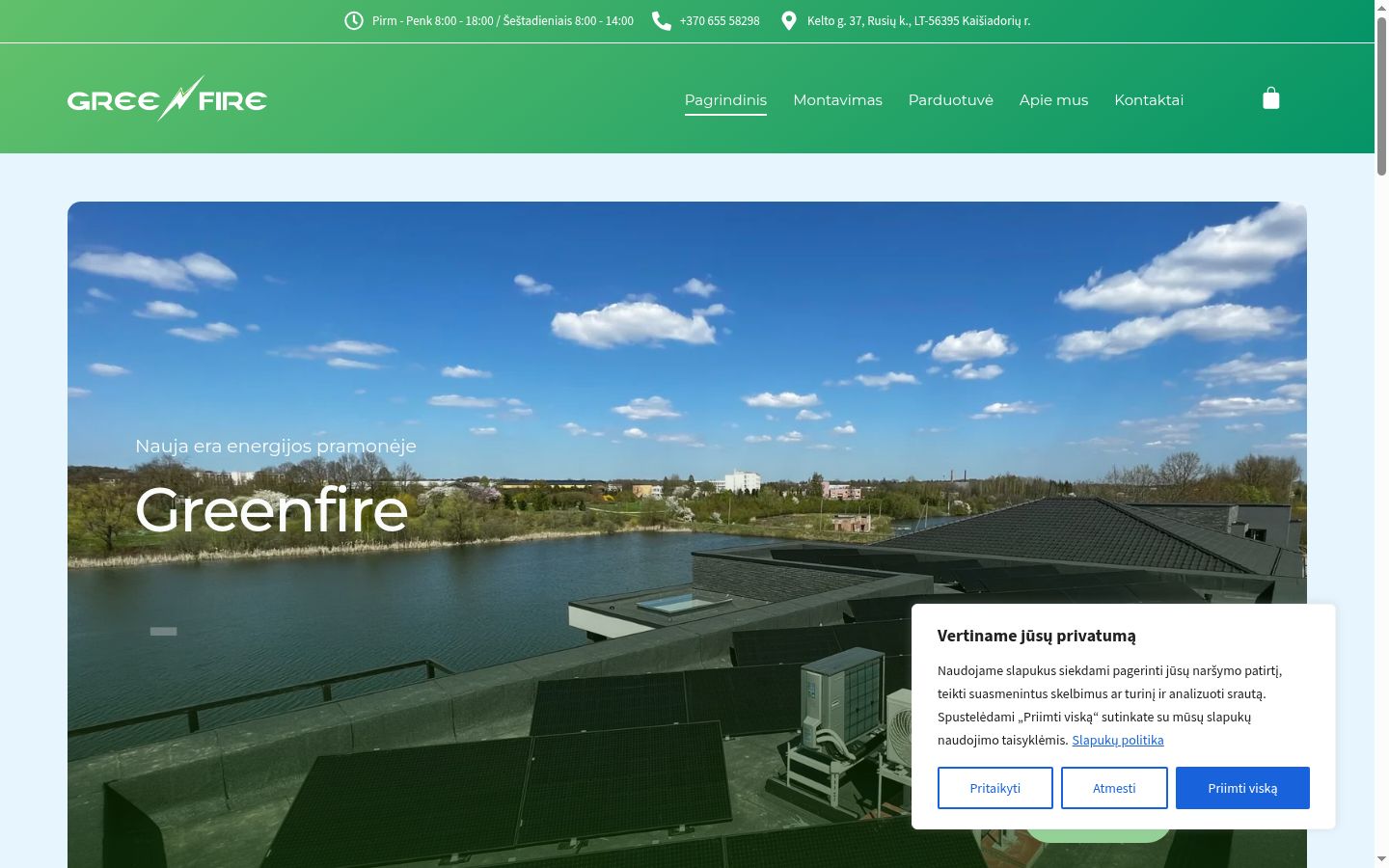 Captura de ecrã do banner de consentimento apresentado antes de qualquer interação