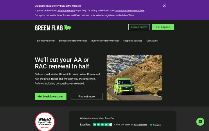 Screenshot of greenflag.com