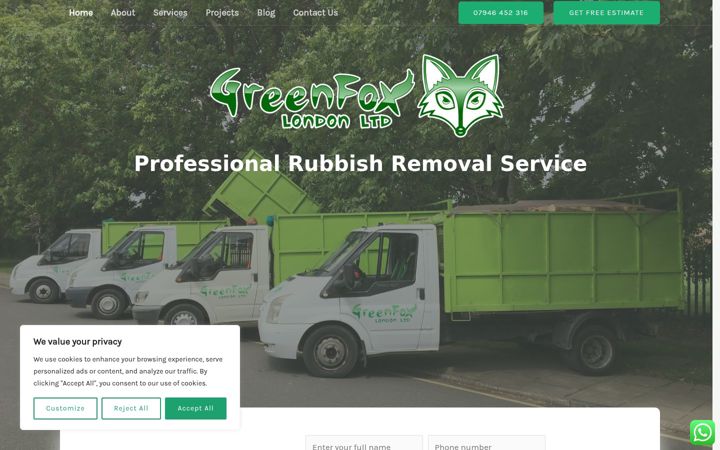 Screenshot of greenfoxlondon.co.uk