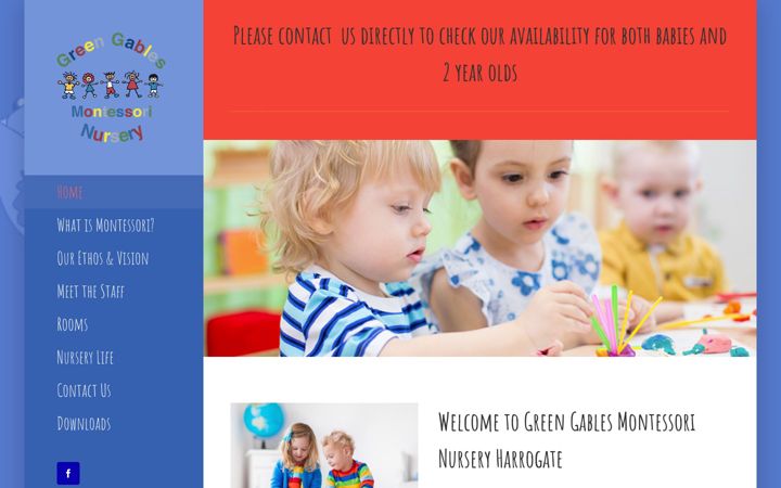 Screenshot of greengablesnursery.co.uk