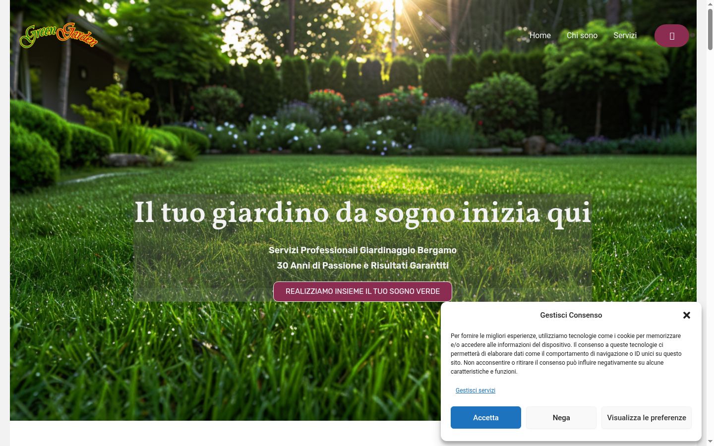 Screenshot del banner di consenso mostrato prima di qualsiasi interazione
