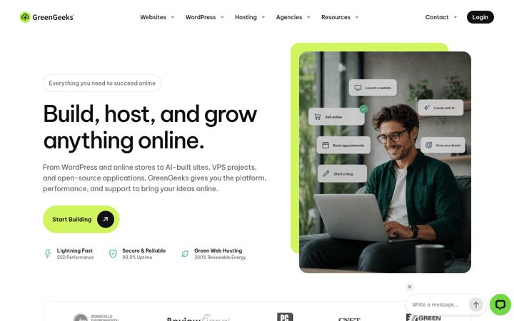 Screenshot of greengeeks.ca