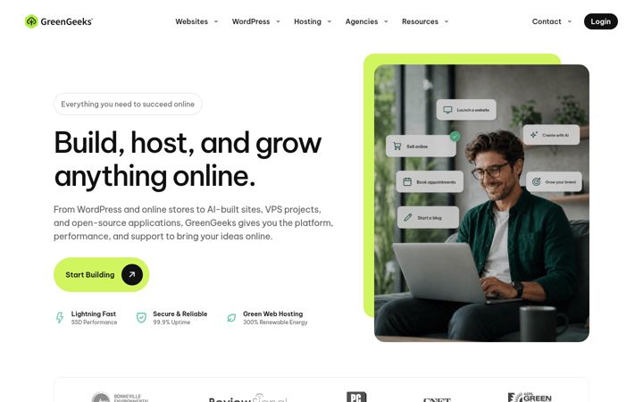 Screenshot του greengeeks.com