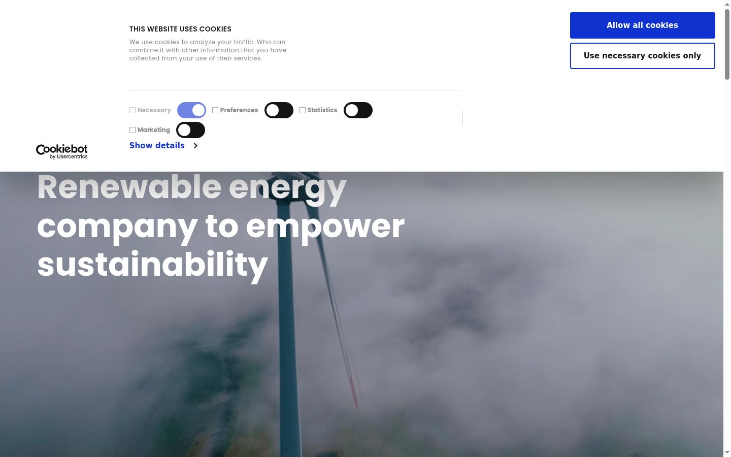 Screenshot del banner di consenso mostrato prima di qualsiasi interazione