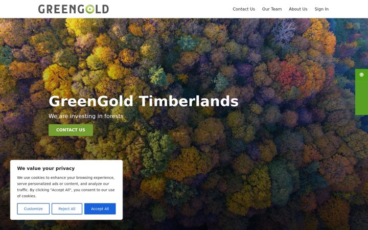 Screenshot of greengold-timberlands.eu