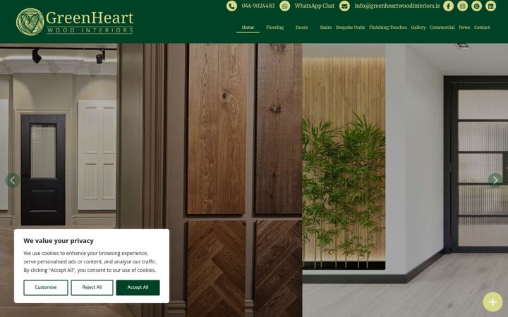 Screenshot of greenheartwoodinteriors.ie