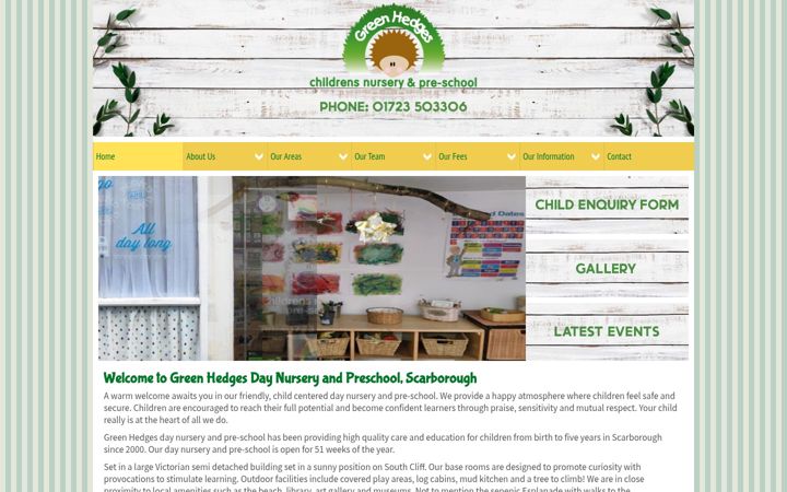 Screenshot of greenhedgesdaynursery.co.uk