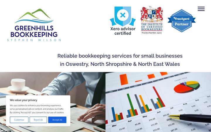 Screenshot of greenhillsbookkeeping.co.uk