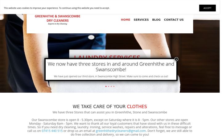 Screenshot of greenhithedrycleaners.co.uk