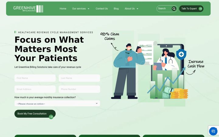 Screenshot of greenhivebilling.com