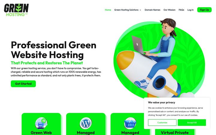 Screenshot of greenhostingco.com